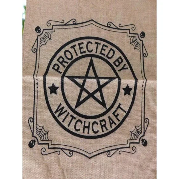 Protected by Witchcraft Garden Flag Halloween Outdoor Yard Banner Pagan Wicca - Picture 6 of 6